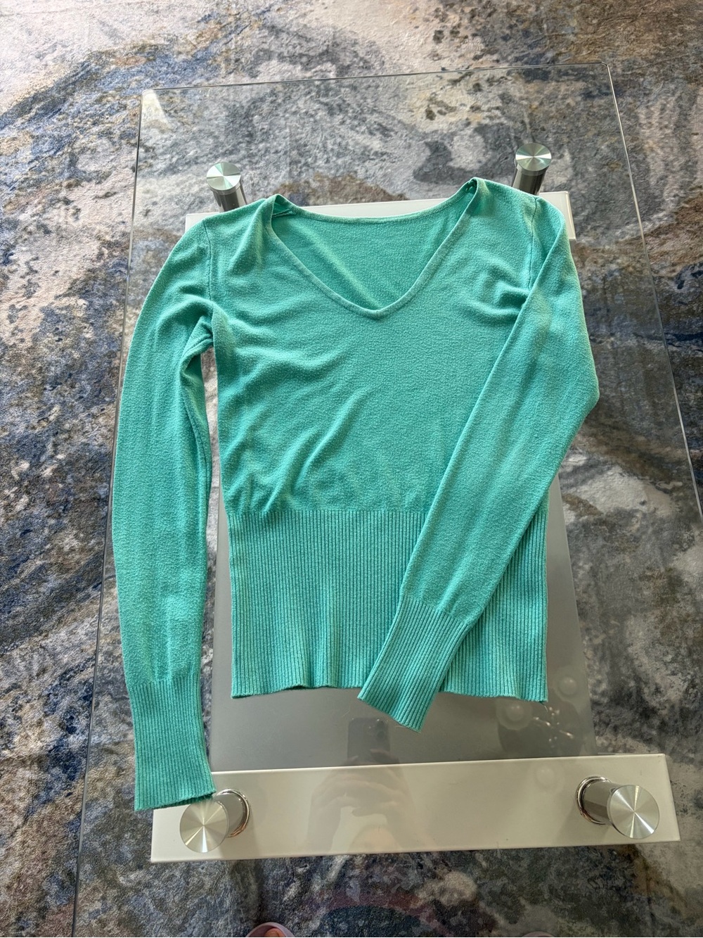 Women’s V-Neck Lightweight Knit Top - Teal